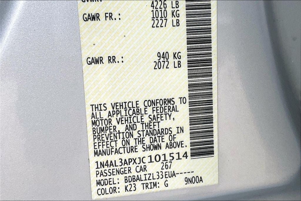 2018 Nissan Altima 2.5 SV