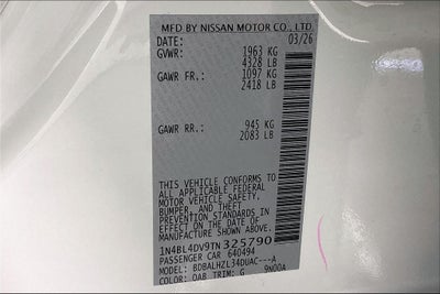 2026 Nissan Altima SV Special Edition