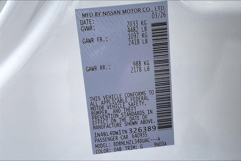 2026 Nissan Altima SV Special Edition