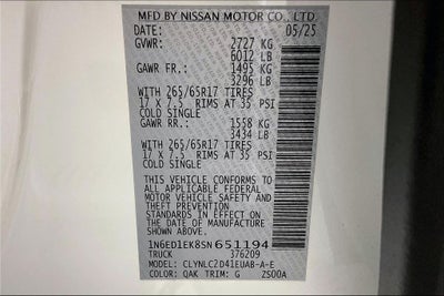 2025 Nissan Frontier Crew Cab SV