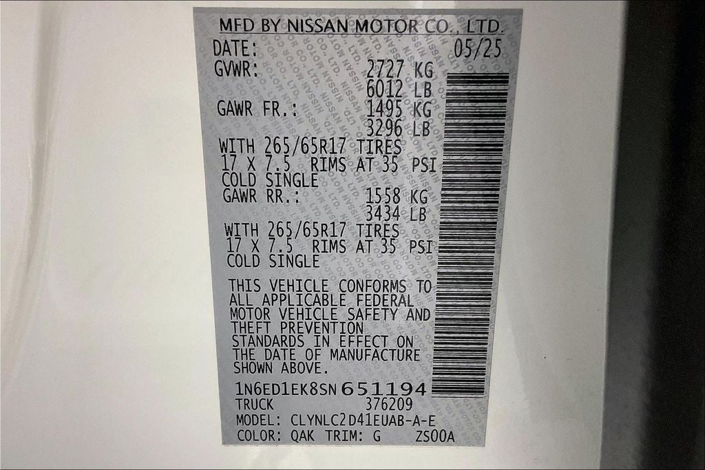 2025 Nissan Frontier Crew Cab SV