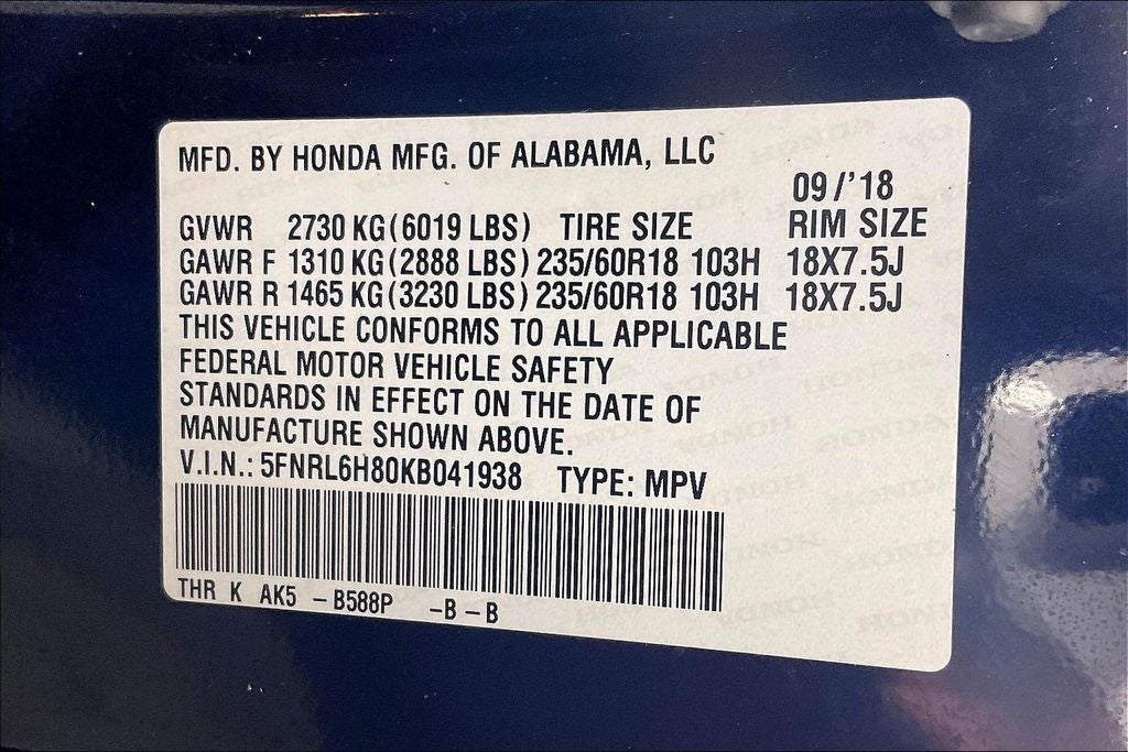 2019 Honda Odyssey Touring