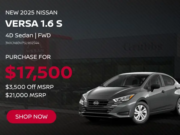 Purchase a New 2025 Nissan Versa for $17,500