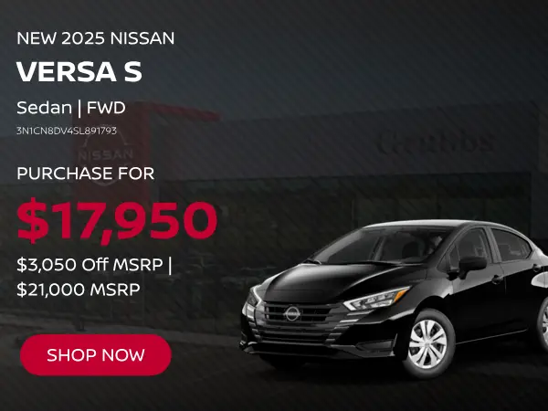 Purchase a new 2025 Nissan Versa S for $17,590