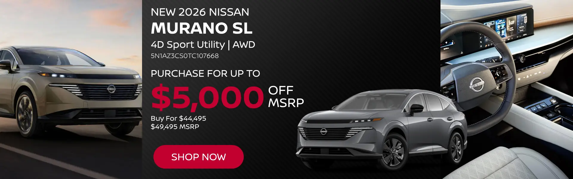 Purchase a New 2026 Nissan Murano For Up To $5,000 Off MSRP