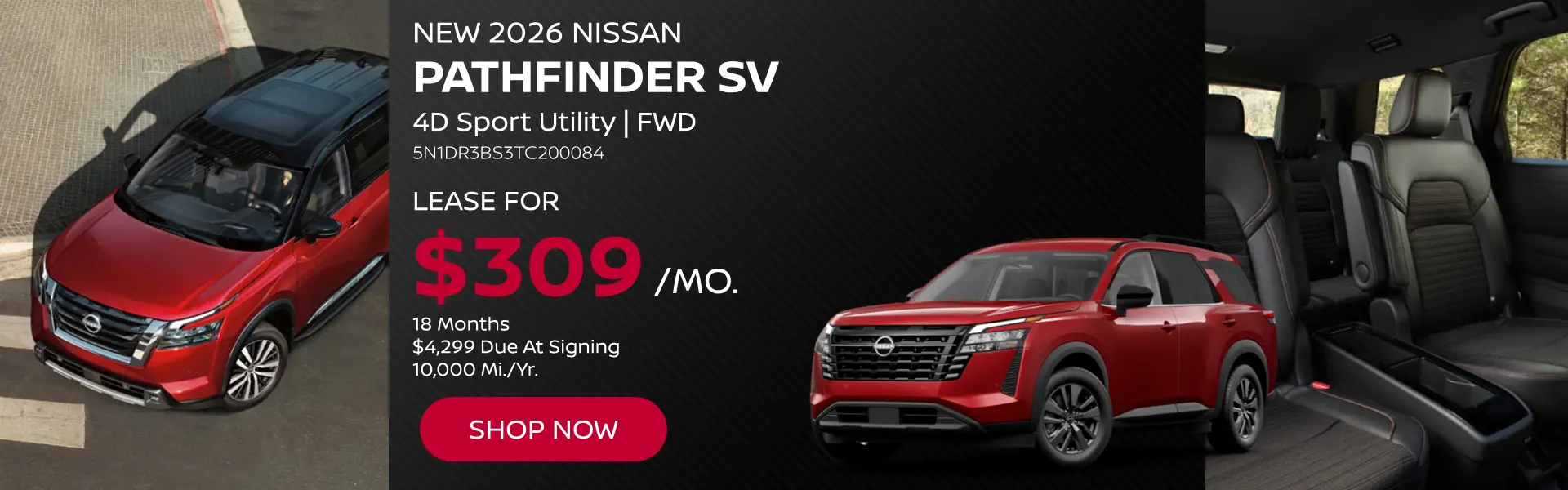 Lease a New 2026 Nissan Pathfinder for $309/mo, 18 months